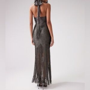 ASOS Strapless Black Dress with Fringe Detail